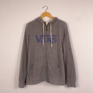 Vans Men's Logo Full Zip Hooded Sweatshirt Gray Medium